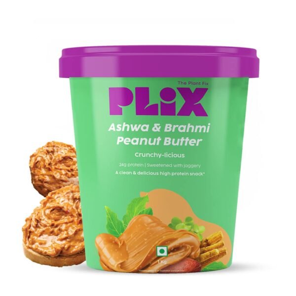 High Protein Peanut Butter With Ashwagandha & Brahmi, 24.5 gms Protein| Plix Life