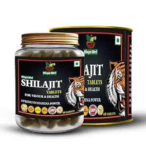Divya Shri Ayurvedic Pure Shilajit Tablets For Vitality And Wellness | Helps To Boost Stamina | Immunity Booster | Original Shilajit Man Power Stamina Pack Of 60 Tablets