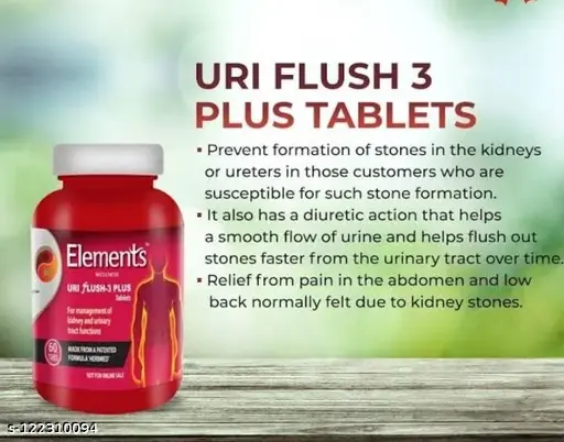 Elements Wellness Uri Flush-3 Plus Tablets 60 Tabs || Elements Uri Flush-3 Capsule