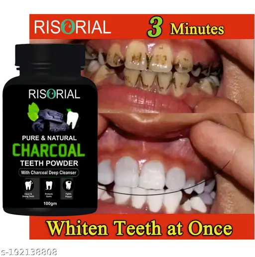 RISORIAL Activated charcoal Tooth Powder For Teeth Whitening Powder 100gm Pack of 1