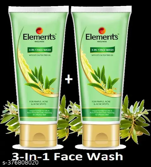 Elements Wellness 3-In-1 Face Wash 60*2=120gm (COMBO PACK)