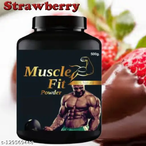 Muscle Fit | Ayurvedic Product | Body Weight Gainer Powder | Muscle Growth Medicine | Body Muscle Recovery | Flavor Strawberry | Pack of 1