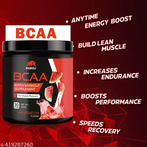 BIGBULL BCAA powder For Muscle Endurance,Muscle Growth | Intra Workout Bcaa [Watermelon flavor, 30 Servings, 200G]