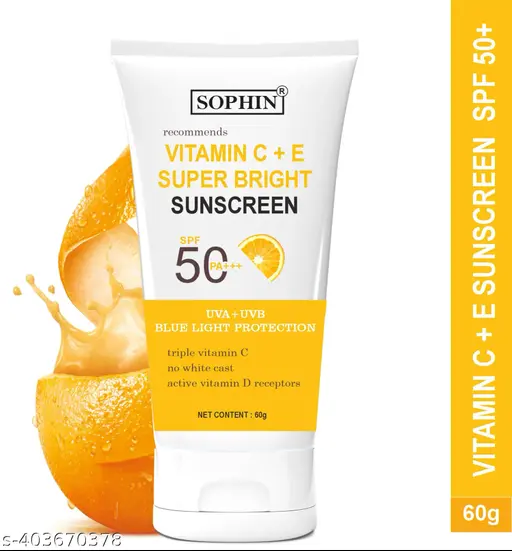 Sophin Sunscreen - SPF 50 PA+++ Vitamin C+E Super Bright (60 g)
