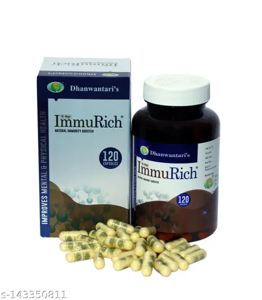 Dhanwantari's ImmuRich Natural Immunity Booster Capsules For Men & Women | Made In INDIA Rich A2 Capsules By Dhanwantari (120 PCs OF Capsules In Pack Of 1)