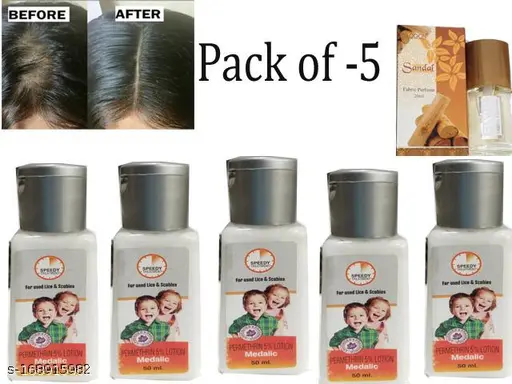 Curewell Medalic Lotion Used For Lice & Scabies + Sandal Perfume Free 50ml x 5