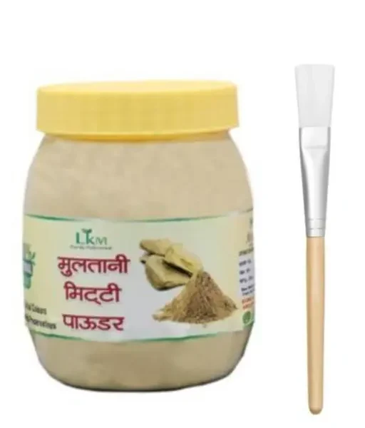 LKM Face Pack Multani Mitti 300 Gm + Face Pack Brush