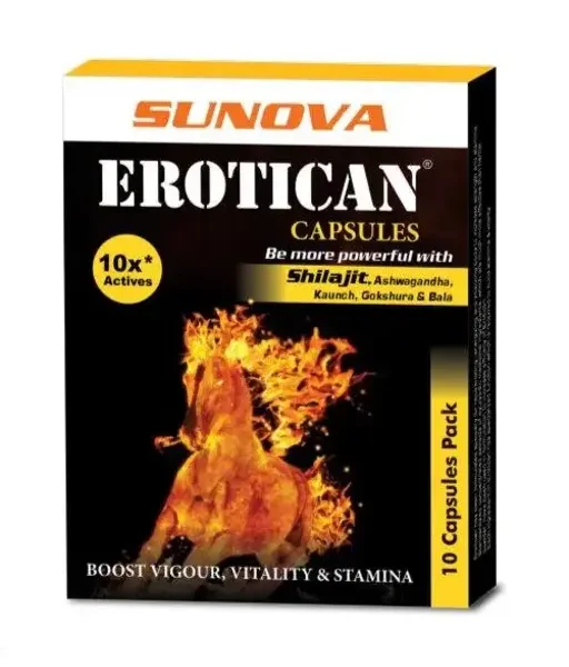 Sunova Erotican Capsules with Shilajit | Boost Strength and Stamina | 10 Capsules