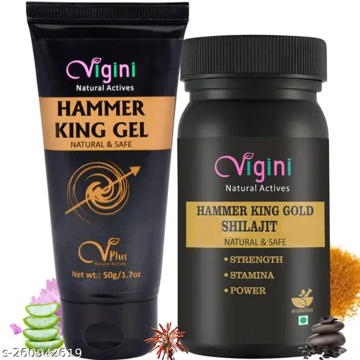 Vigini Hammer King Lubricant Lube Massage Gel & Shilajit Capsule Use With Japani Sanda Massage Cool Lubricating Oil Men use with Thor Caps Tab Spray Cream Feel Tiger King XXL Titan Big Dick Size John Lasting Time Karne ki Dawa Tel Toys Products Silicon Dolls Extension Sleeves Spray Ring Pack of 2