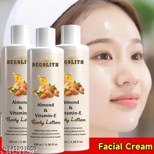 Regolith Almond & Vitamin -E Body Lotion Skin Whitening Body Lotion for Dry Skin Protection with Almond Oil & Vitamin E. 100ML(Pack of 3)