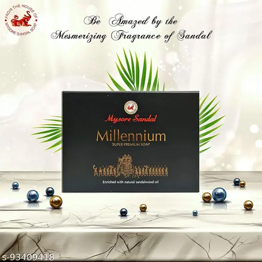 Mysore Sandal Millennium Enriched with natural sandalwood Oil Super Premium Soap 1 unit (150gm Per unit)