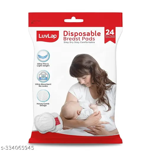 LuvLap Ultra Thin Honeycomb Nursing Breast Pads, 24pcs, Disposable, High Absorbent, Nursing Breast Pad (Pack of 24)