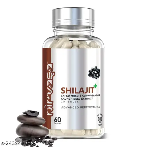 Pure Shilajit + Capsule, for Performance, Vigour & Vitality, enriched with Shilajit, Mulsi, Aswagandha and Kaunch Beej Extract, Vegeterian Capsules, 1B (1 X 60 Capsules)