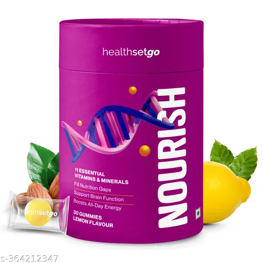 HealthSetGo Multivitamin Gummies for Women | Daily Nutrition | Vitamin B12,B5,A,E | 11 Essential Vitamins & Minerals | Energy & Focus | Low Calories | Fills Nutrient Deficiency | Vegan, Gluten & Gelatin Free | Pack Of 30