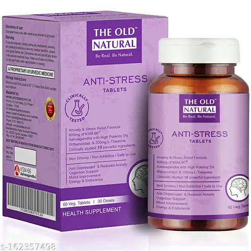 The Old Natural Anti-Stress Tablets: KSM-66 Ashwagandha, L-Theanine, Brahmi, Chamomile for Stress Relief