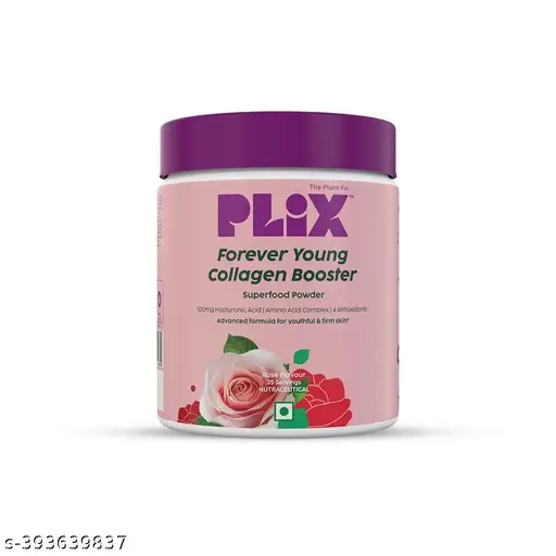 PLIX Collagen Supplement Powder to support Skin Elasticity, Firmness & Youthful Glow | 100%Plant-based with Hyaluronic & Vitamin C | For Women & Men | Rose Flavour, Pack of 1