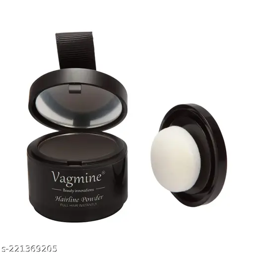 Vagmine Hair-line Powder for Hair & Beard – Root Concealer & Gray Hair Coverage for Men and Women Black 5g