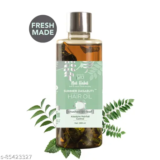Nat Habit Crushed Tri-Leaf Summer Hair Oil Absolute Hairfall Control Herbal Oil