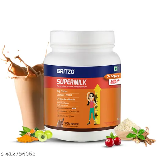 Gritzo SuperMilk Height: Fuel Your Growing Girl with Protein, Vitamins, and Zero Refined Sugar